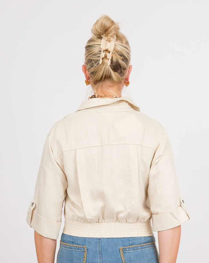 Clancy Ecru Elastic Waist Top