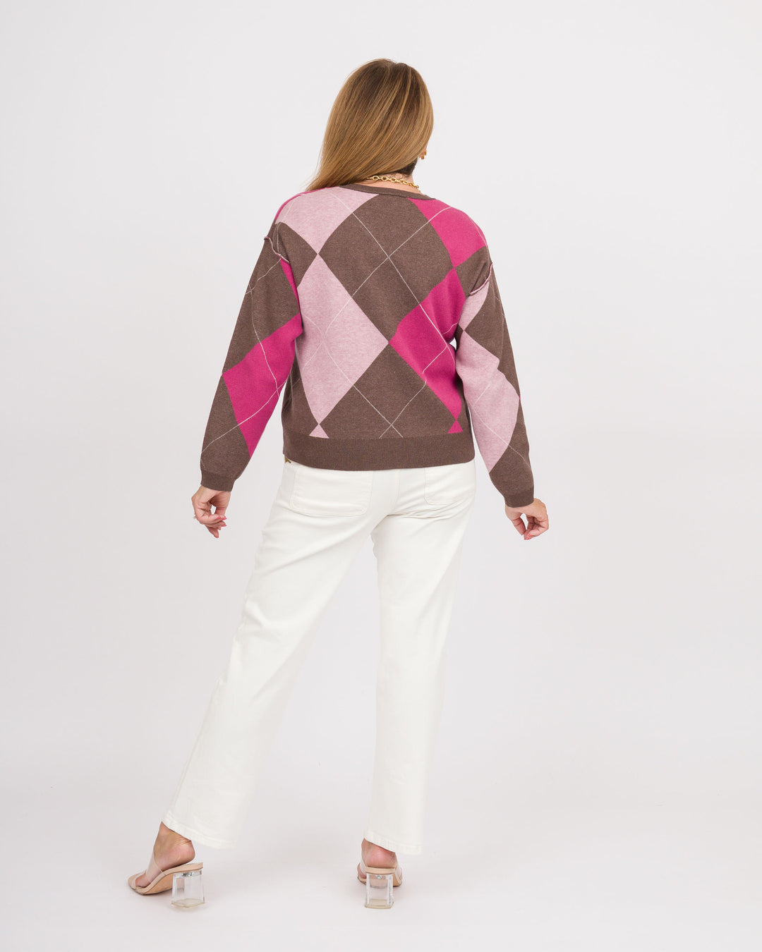 Heart of Pine Mocha Heather Arygle Sweater