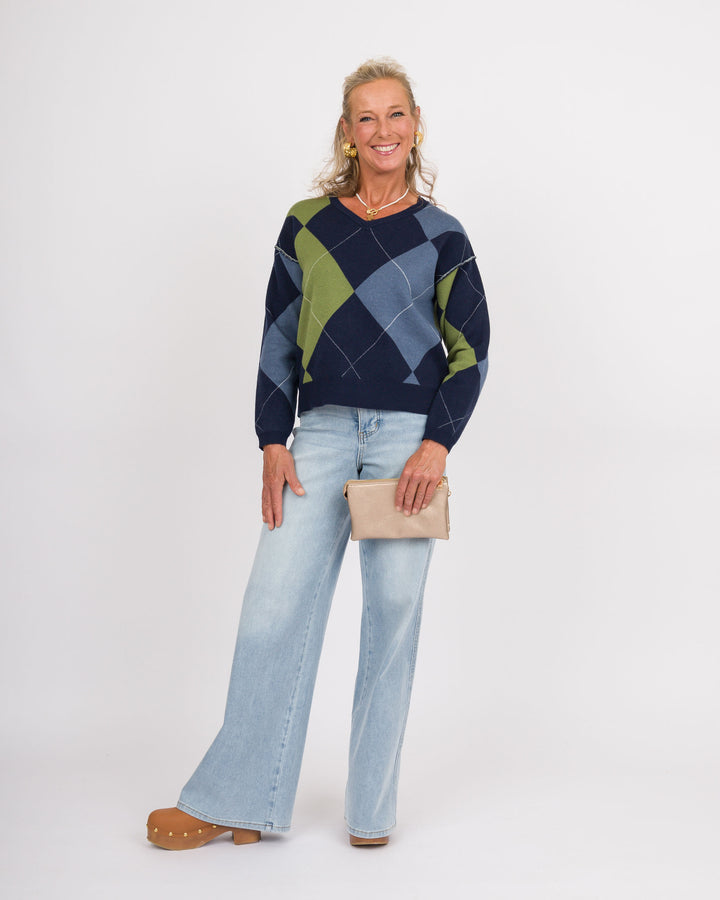 Heart of Pine Navy Arygle Sweater