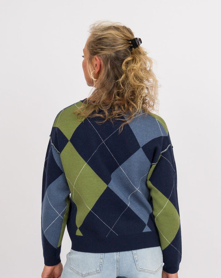 Heart of Pine Navy Arygle Sweater