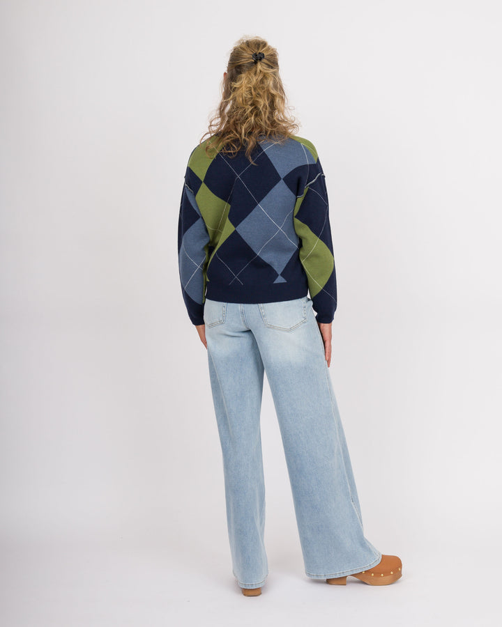 Heart of Pine Navy Arygle Sweater