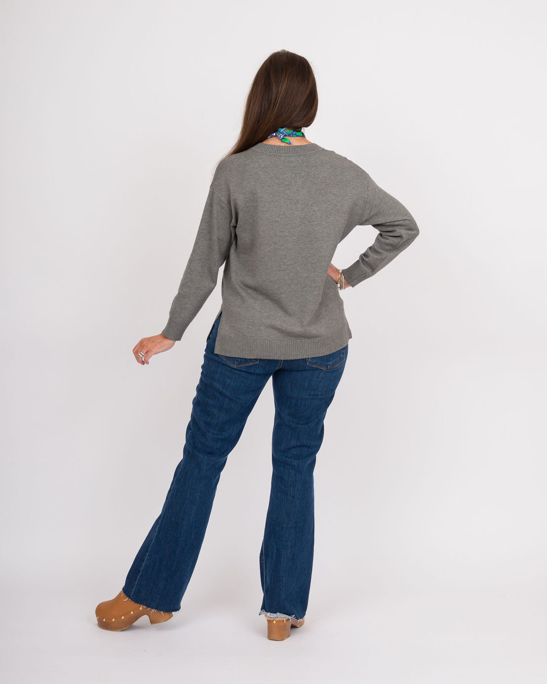 Heart of Pine Jalissa Ribbed V-Neck Sweater - Charcoal Heather