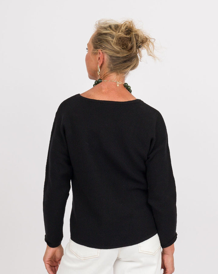 Heart of Pine Linda Long Sleeve Sweater - Onyx
