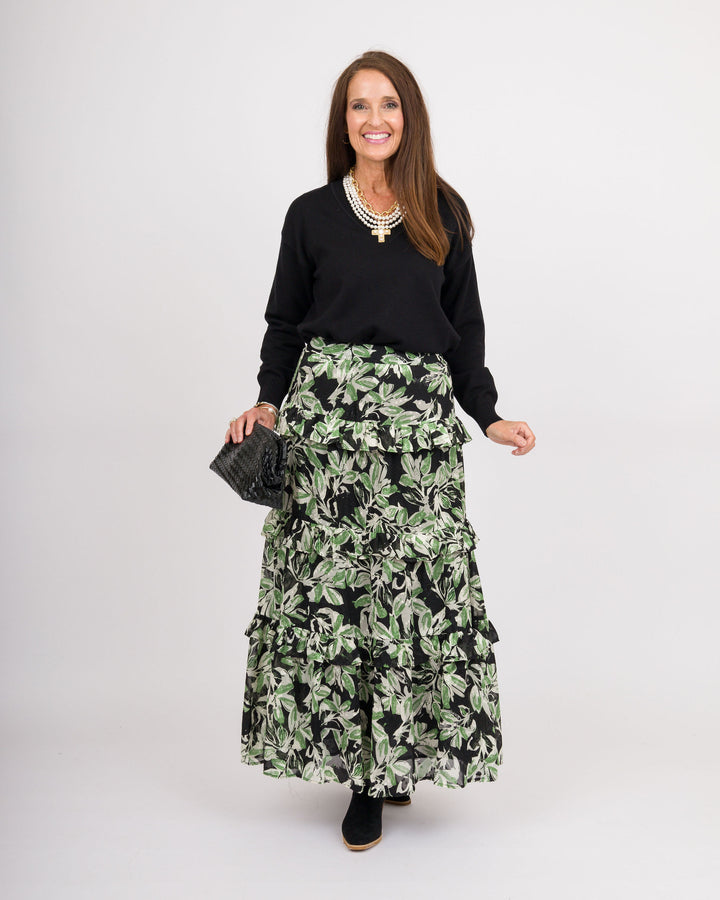 Heart of Pine Jalissa Ribbed V-Neck Sweater - Black