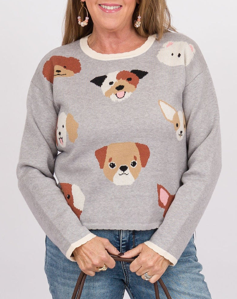 Dog Scallop Trimmed Sweater