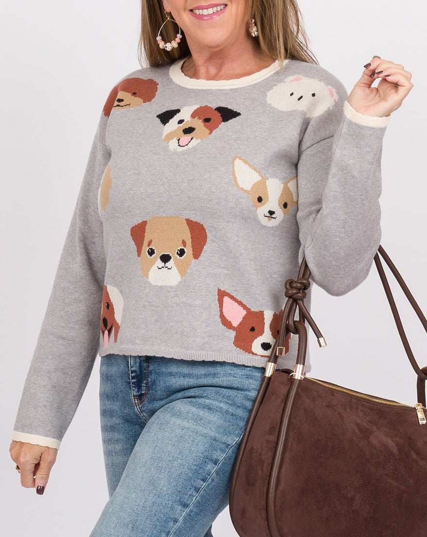 Dog Scallop Trimmed Sweater