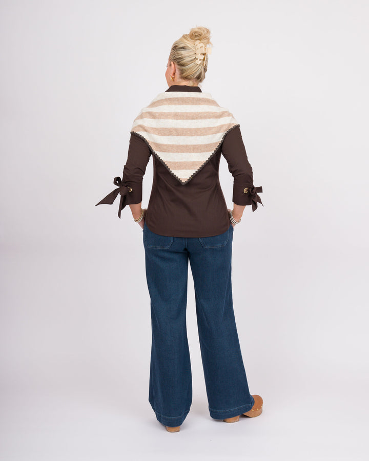 Joy Large Triangle Scarf - Oat Stripe
