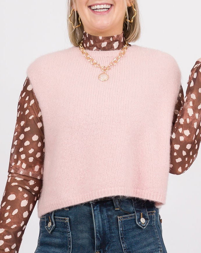 Christina Sleeveless Vest - Light Pink
