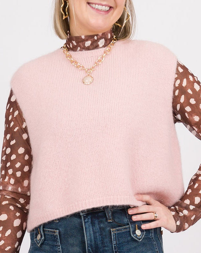 Christina Sleeveless Vest - Light Pink