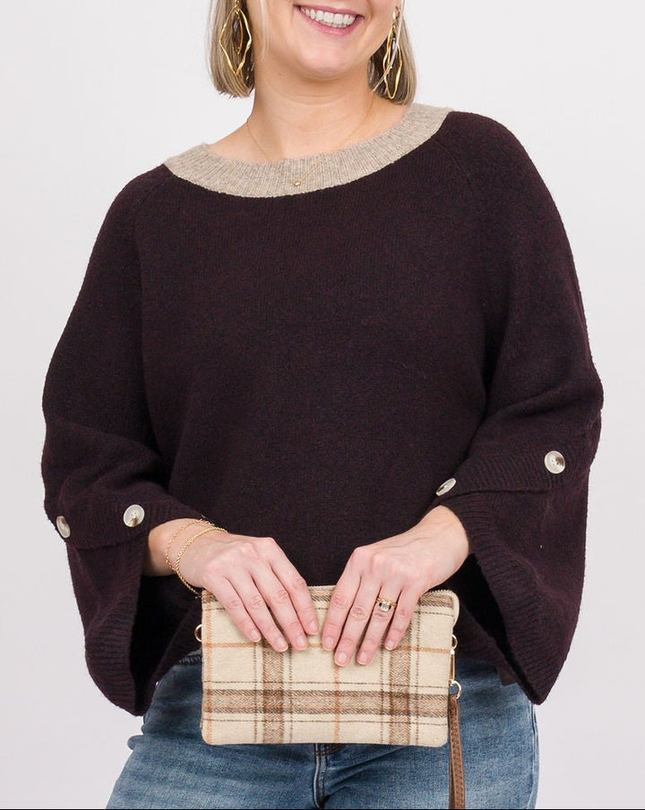 Mochaccino Button Sleeve Sweater