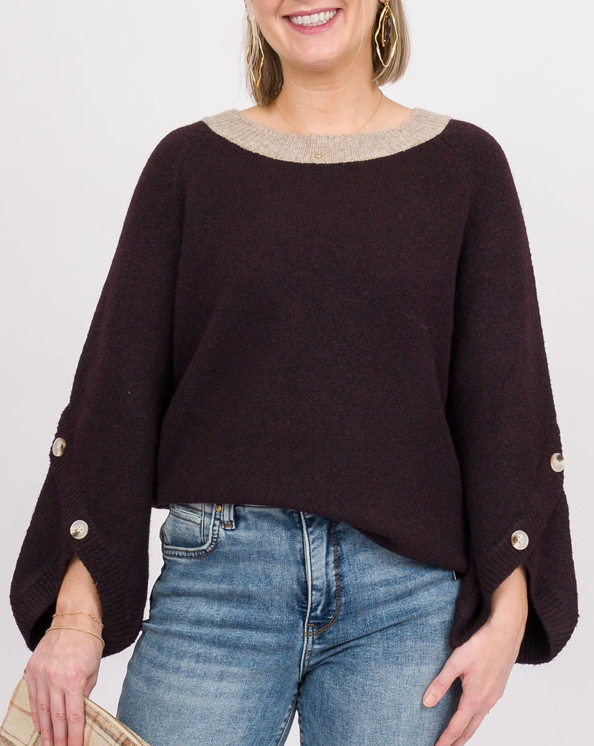 Mochaccino Button Sleeve Sweater