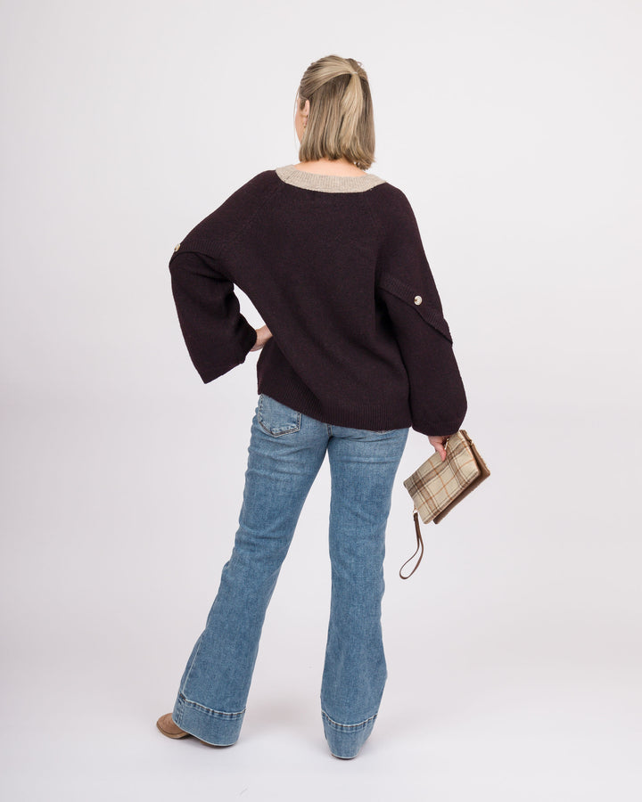 Mochaccino Button Sleeve Sweater