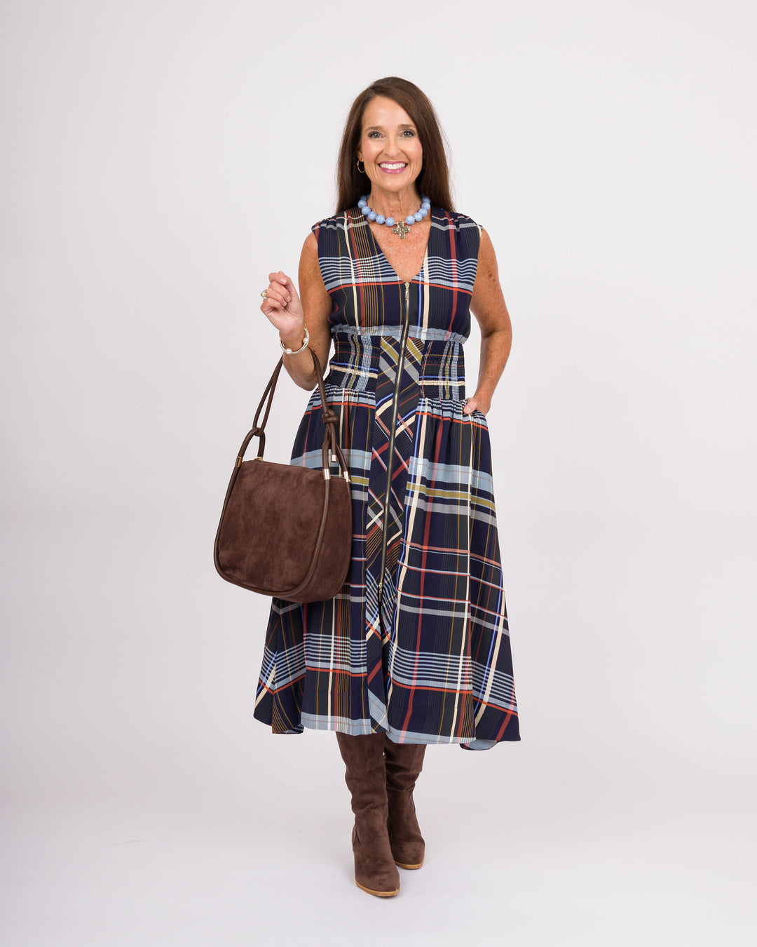 Wellington Navy Plaid Dress