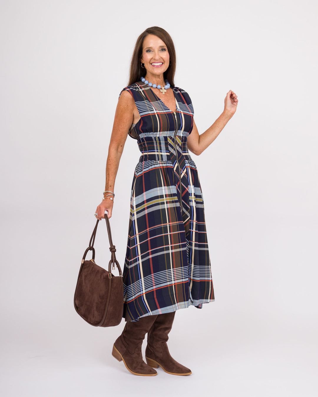 Wellington Navy Plaid Dress