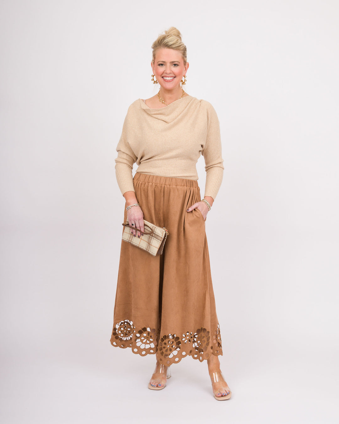 Claudine Cutout Pants - Camel