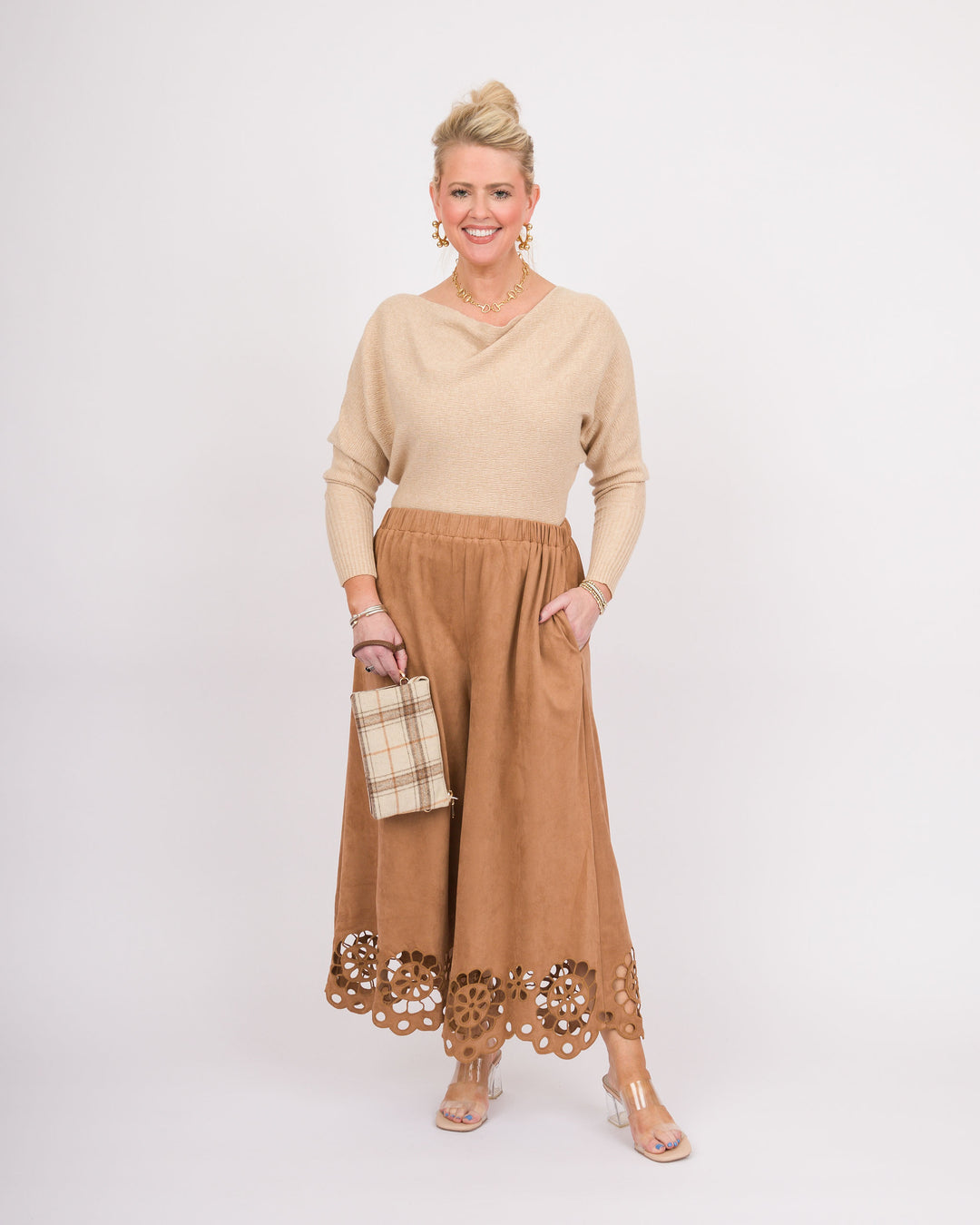 Claudine Cutout Pants - Camel