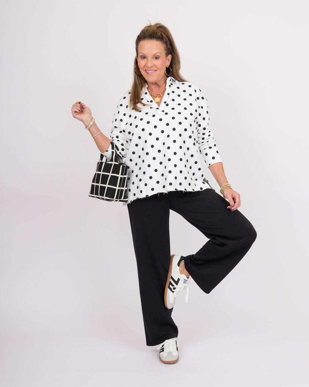 Collared Polka Dot Pullover