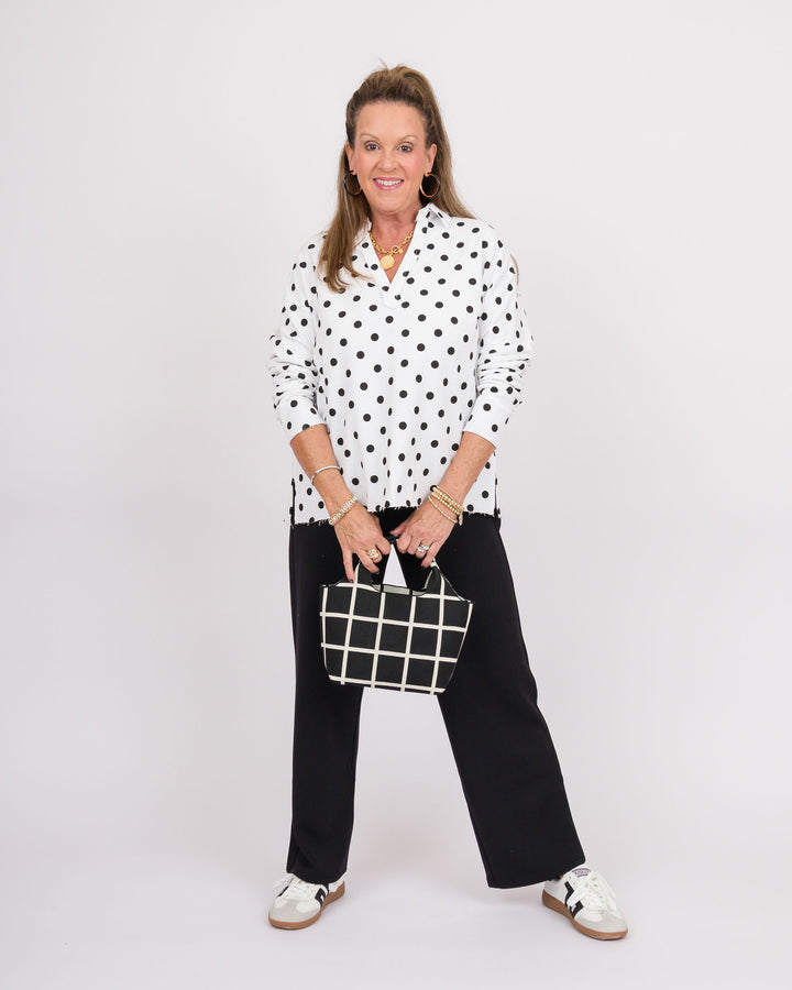 Collared Polka Dot Pullover
