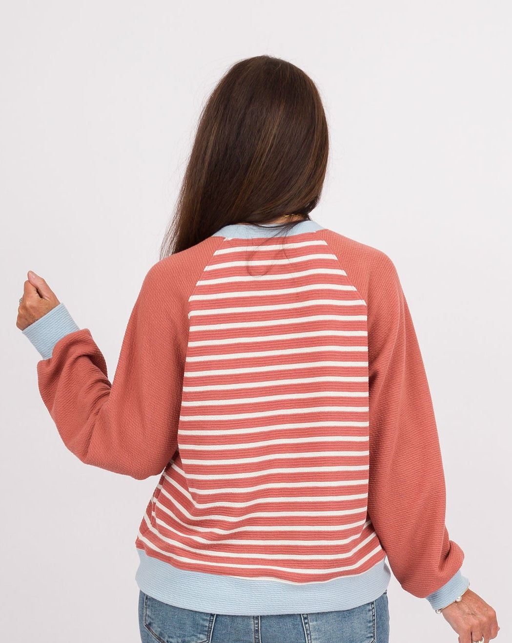 Lowell Striped Top - Mauve + Blue