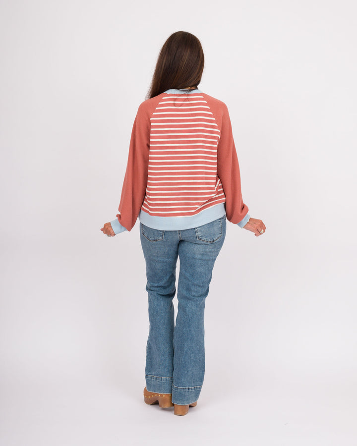 Lowell Striped Top - Mauve + Blue