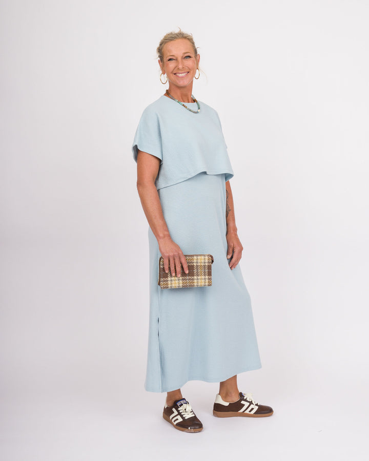 Blue Fog Cloudy Short Sleeve Knit Dress