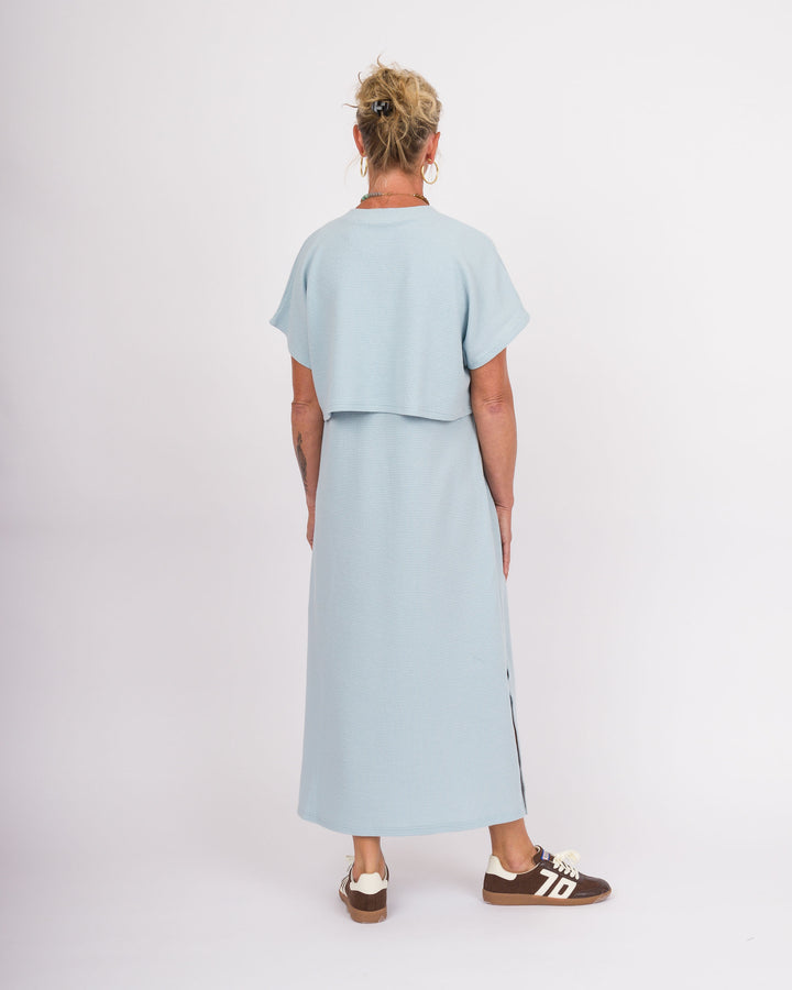Blue Fog Cloudy Short Sleeve Knit Dress