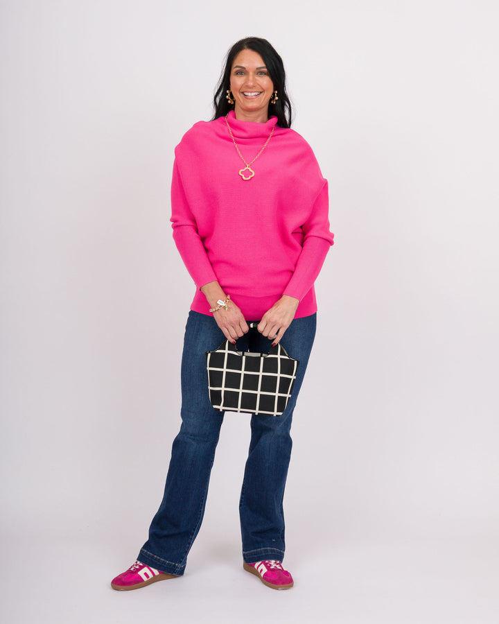 Eliana Slouch Sweater - Hot Pink