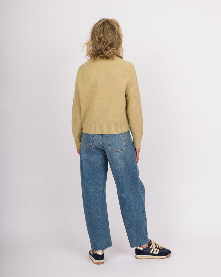 Pea Green Half Button Sweater