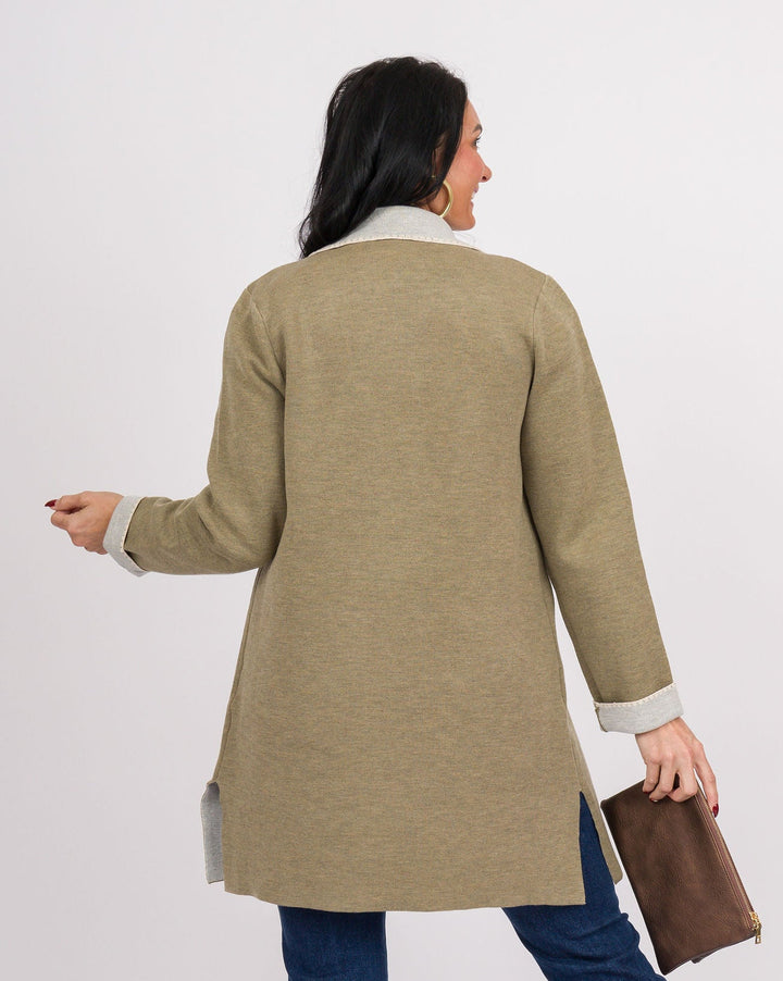 Ellery Cardigan Front Pocket Coat - Olive
