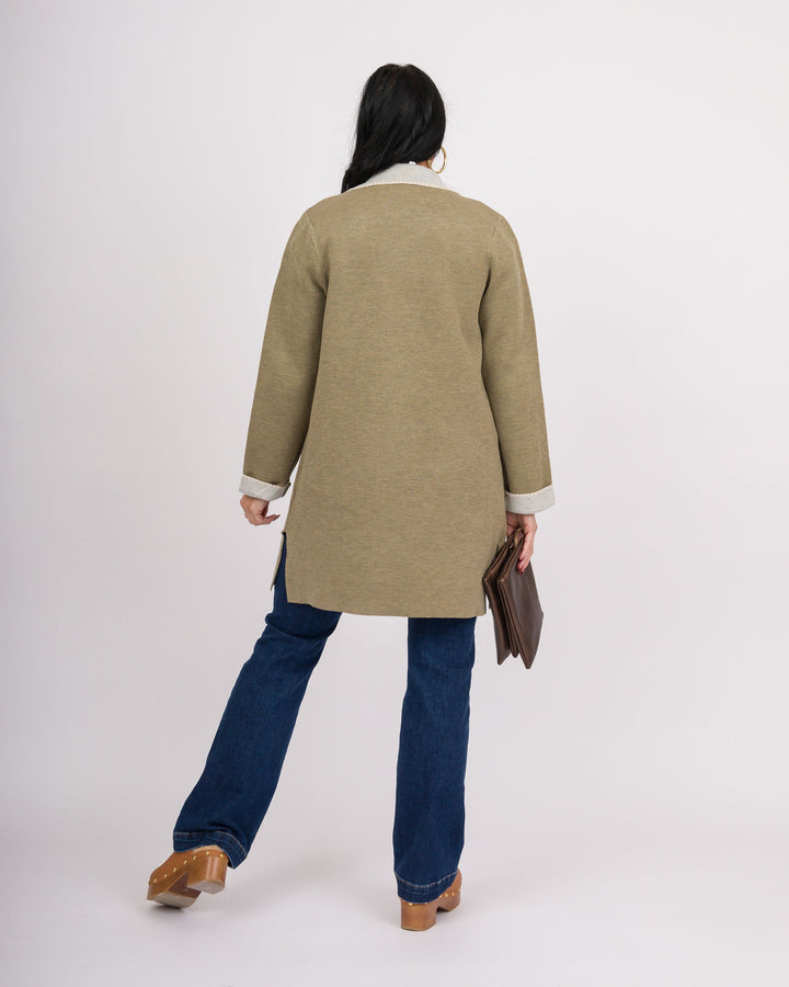Ellery Cardigan Front Pocket Coat - Olive