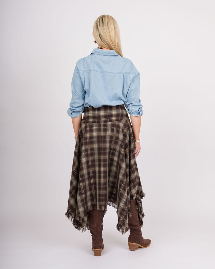 Mocha Plaid Handkerchief Skirt