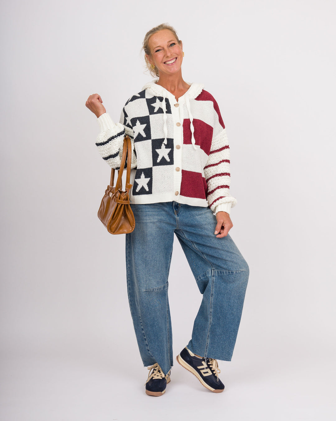 USA Flag Button Front Cardigan