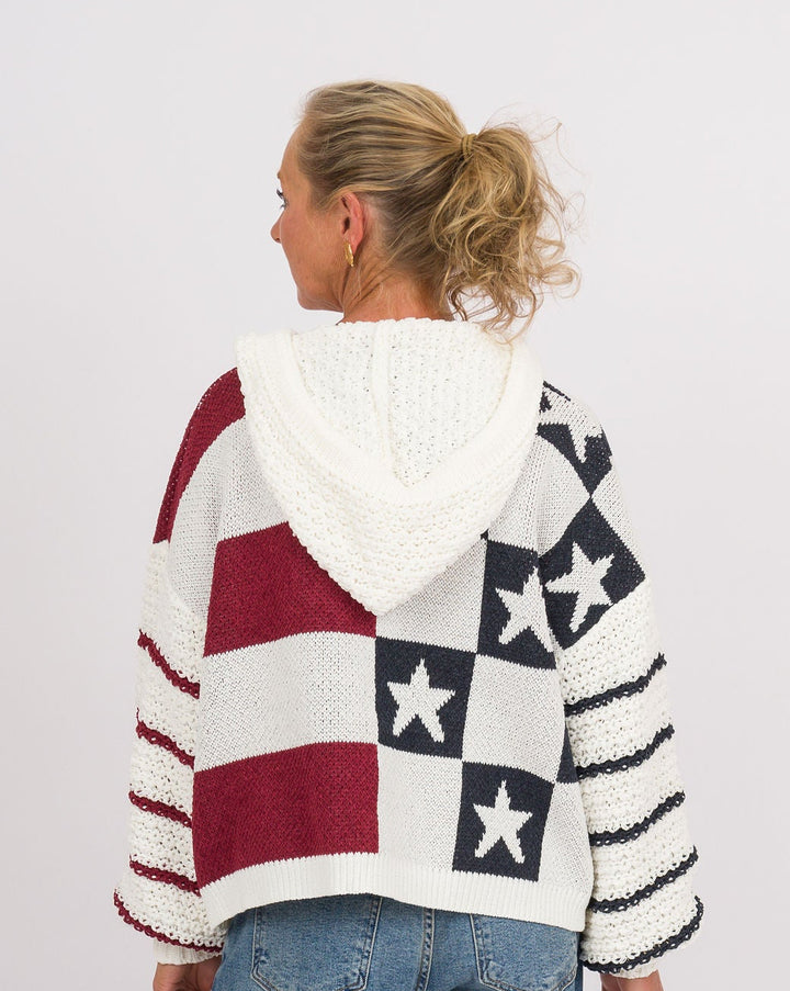 USA Flag Button Front Cardigan