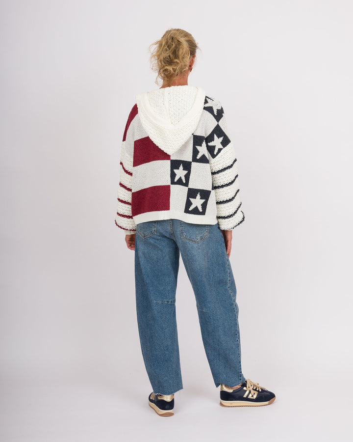 USA Flag Button Front Cardigan