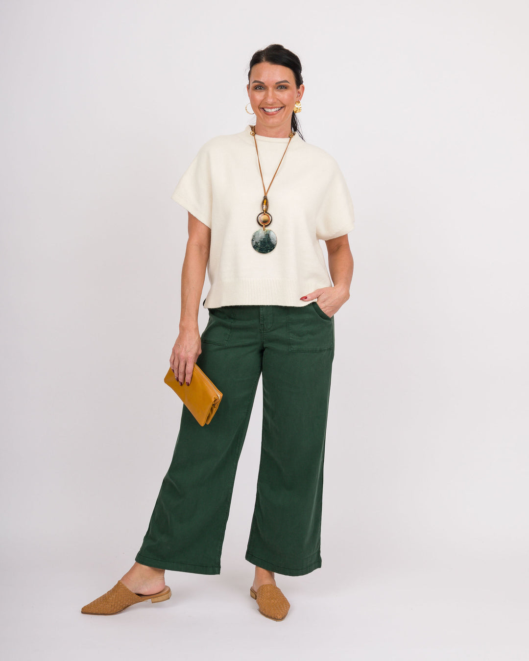 KUT from the Kloth Meg HIgh Rise Wide Leg - Evergreen