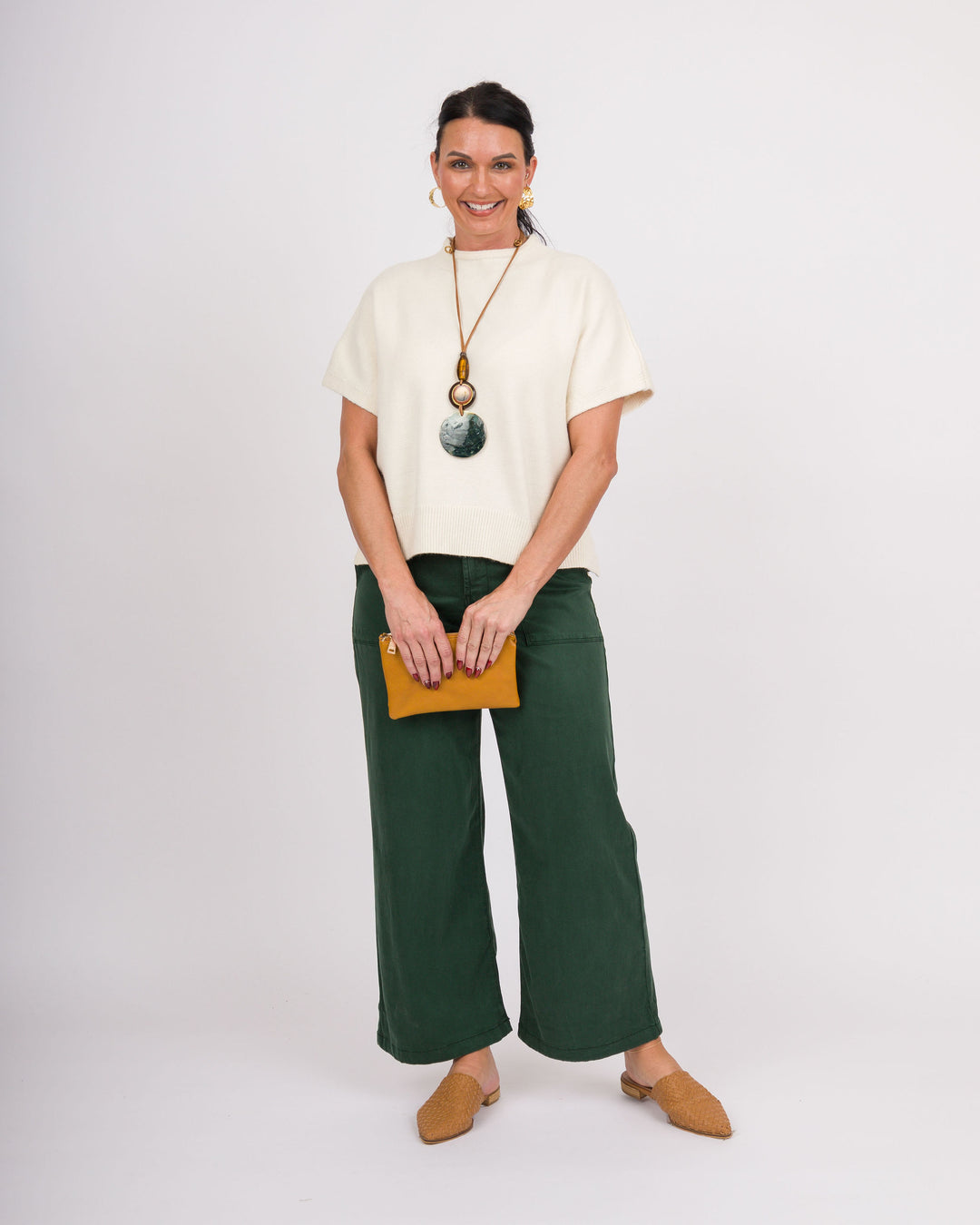 KUT from the Kloth Meg HIgh Rise Wide Leg - Evergreen