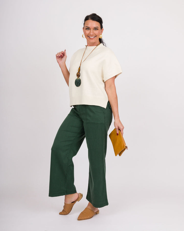 KUT from the Kloth Meg HIgh Rise Wide Leg - Evergreen