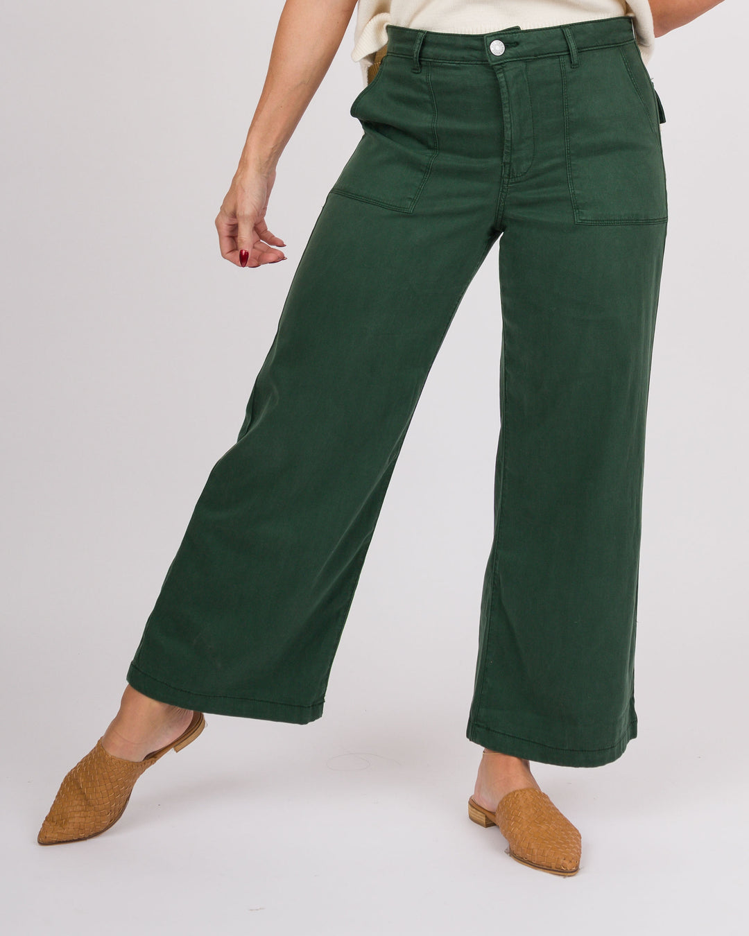 KUT from the Kloth Meg HIgh Rise Wide Leg - Evergreen