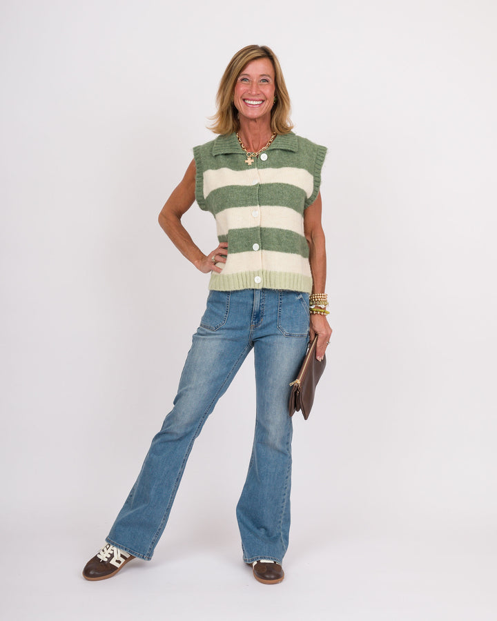 Avocado Cream Striped Vest