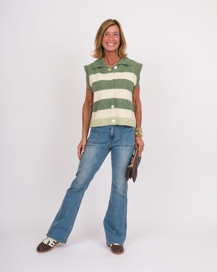 Avocado Cream Striped Vest