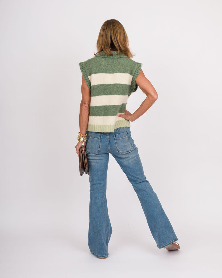 Avocado Cream Striped Vest