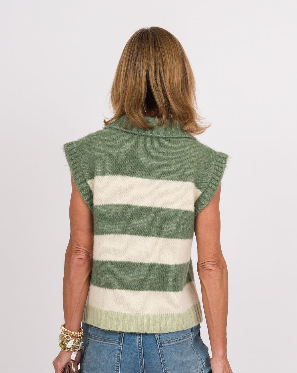 Avocado Cream Striped Vest