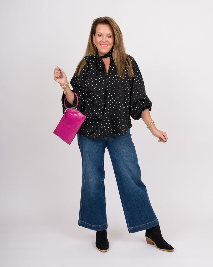 Selah Tie Neck Top - Black