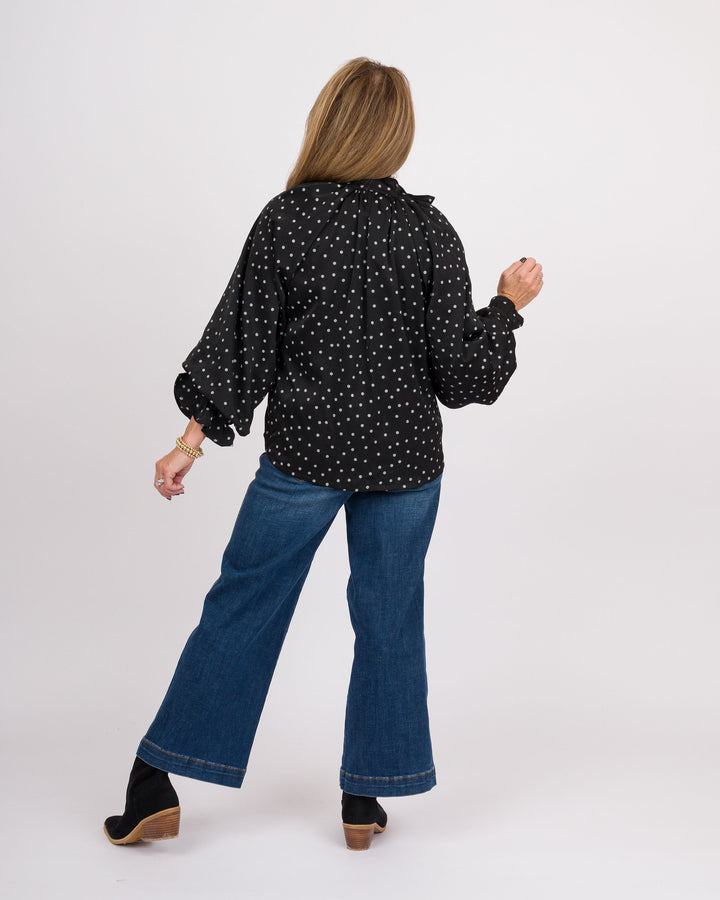 Selah Tie Neck Top - Black