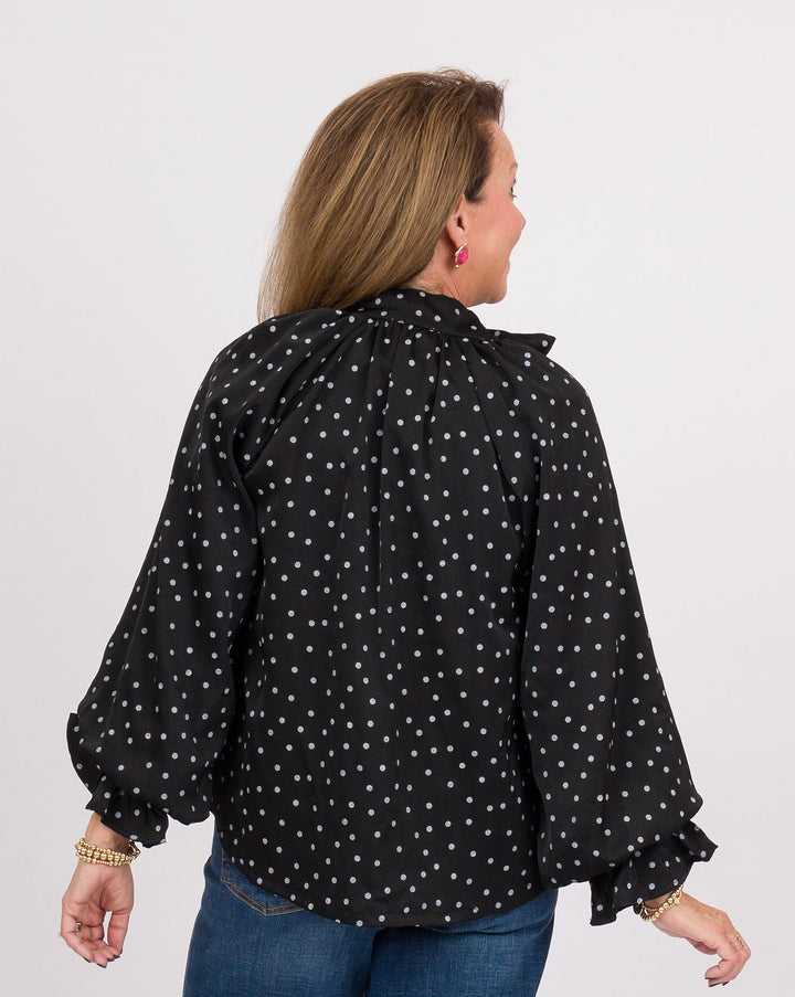 Selah Tie Neck Top - Black