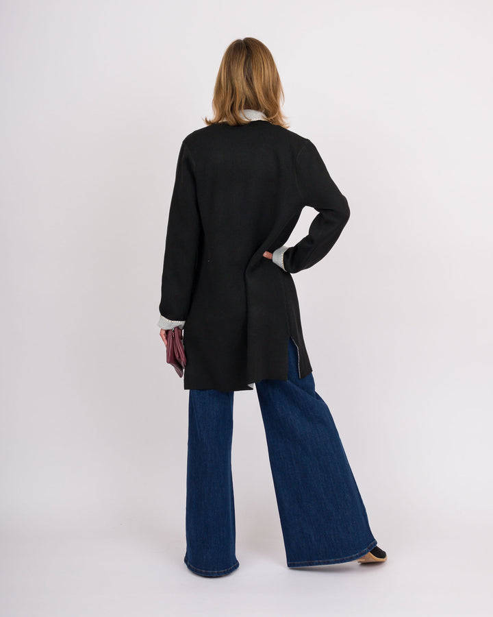 Ellery Cardigan Front Pocket Coat - Black