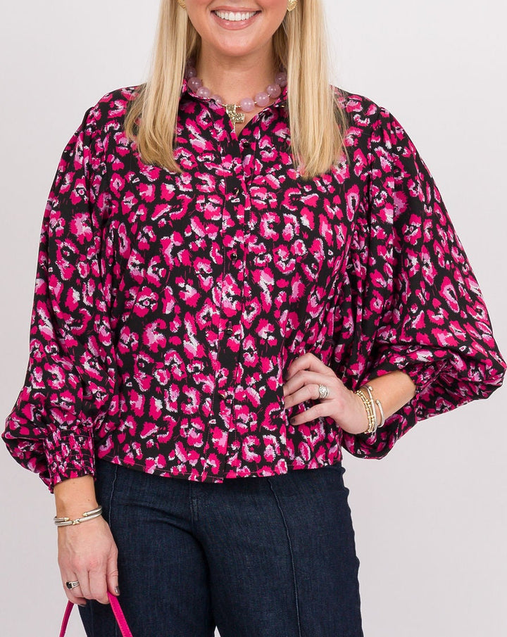 Cassandra Top - Black + Pink