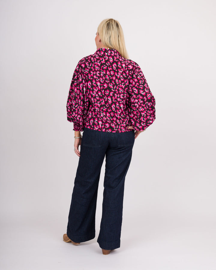 Cassandra Top - Black + Pink
