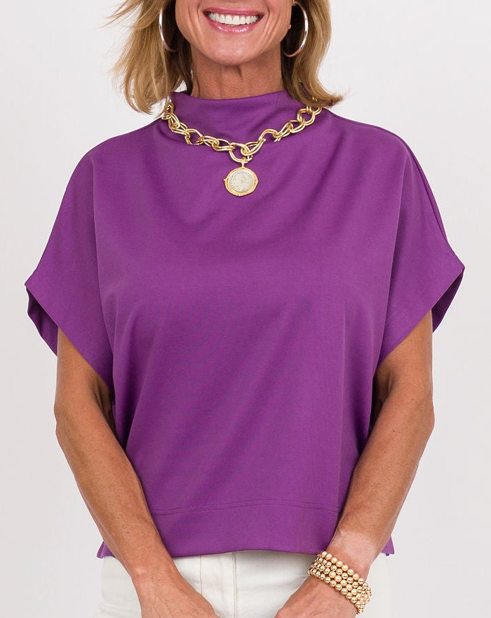 Blair Mock Neck Top - Plum Jam