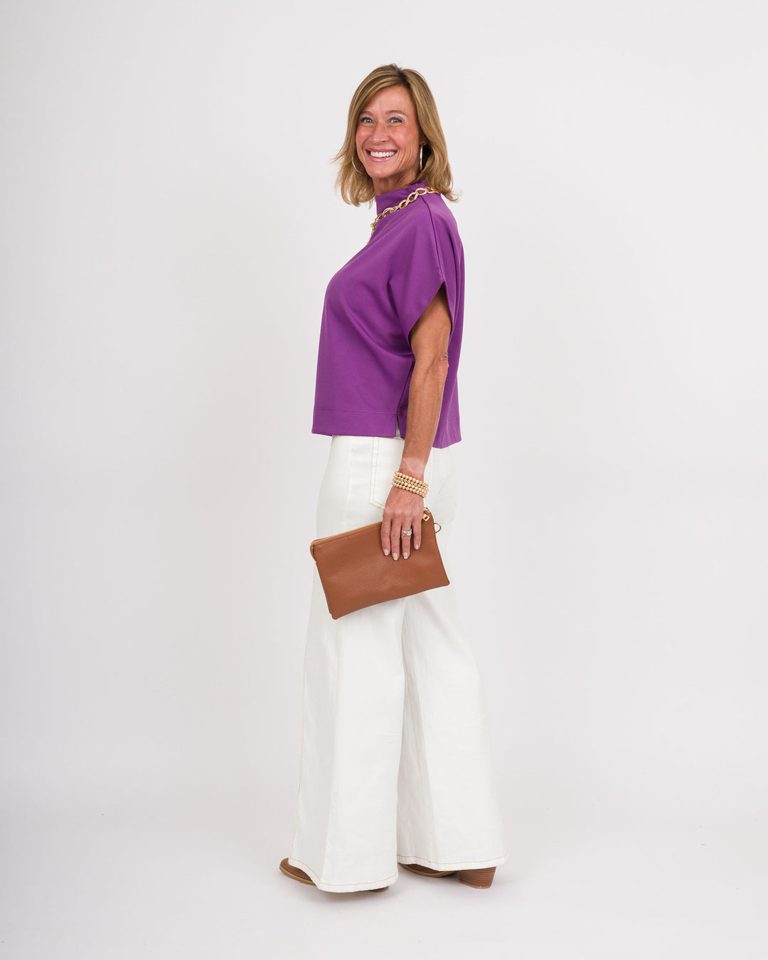Blair Mock Neck Top - Plum Jam
